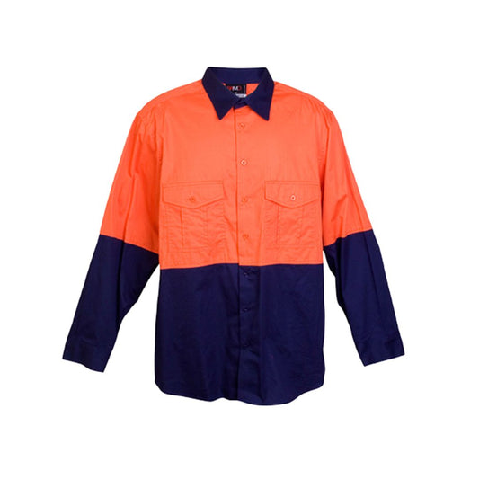 100% Combed Cotton Drill Hi Vis Long Sleeve Shirts - S007ML